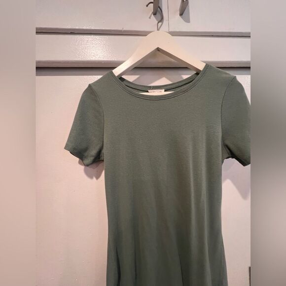 Open edit soft ribbed muted green shirt dress size large mini dress tee shirt L - Picture 11 of 15
